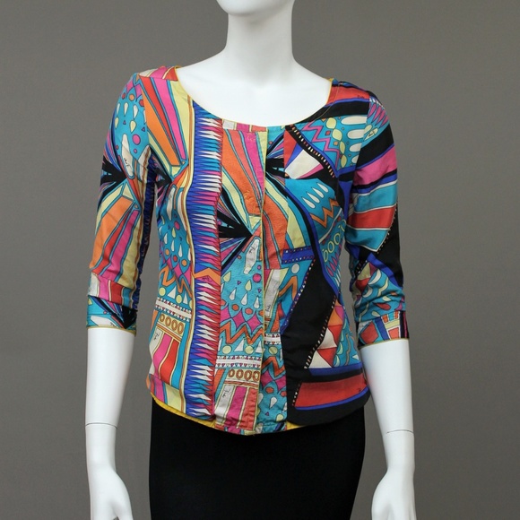 VINTAGE EMILIO PUCCI ABSTRACT LUCITE GEOMETRIC BUTTONS SPRING JACKET - Picture 3 of 8